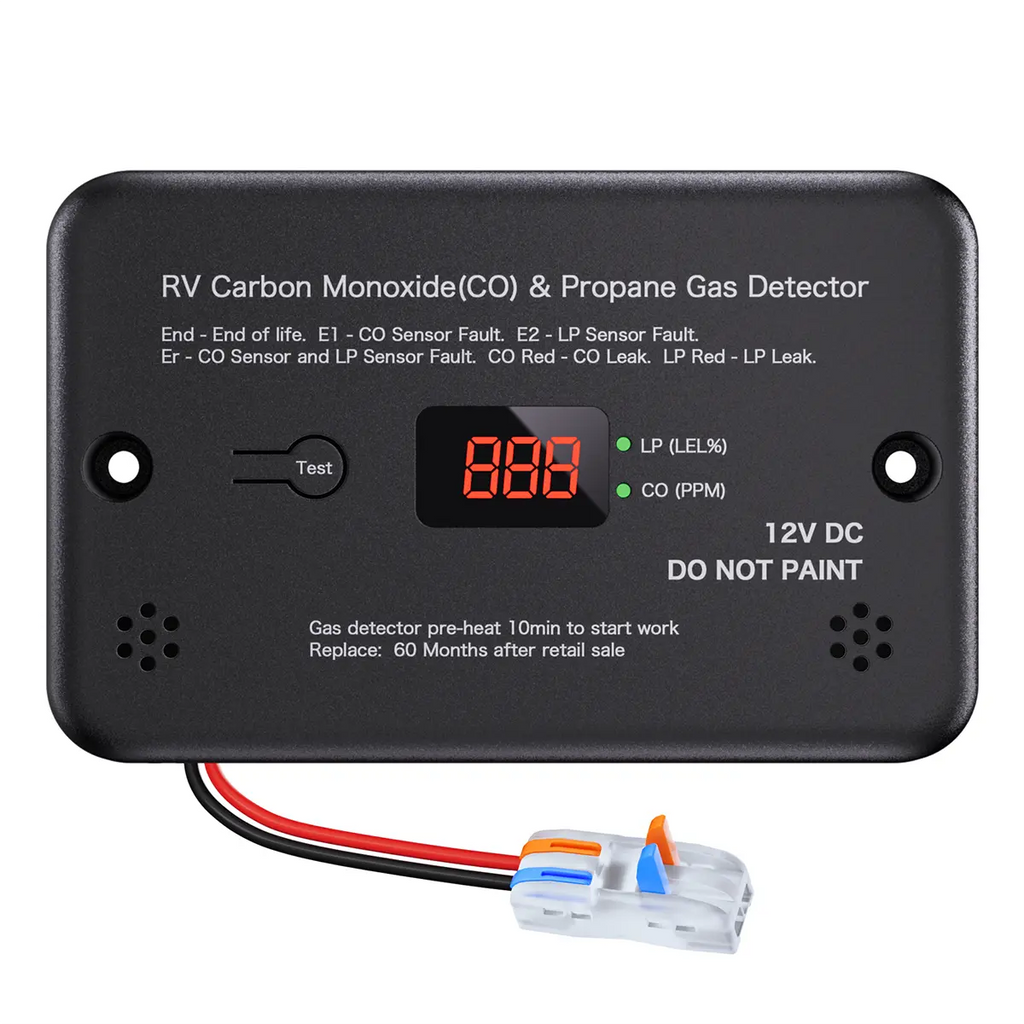 MISAIYA 2-in-1 RV Propane & Carbon Monoxide Detector, UL 2034/1484 Compliant 12V DC Gas Alarm with Real-Time Digital Display, Universal Surface Mount for Campers & Trailers