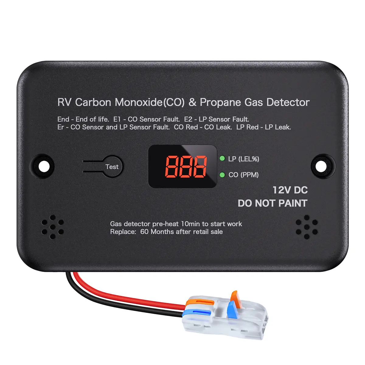 MISAIYA 2-in-1 RV Propane & Carbon Monoxide Detector, UL 2034/1484 Compliant 12V DC Gas Alarm with Real-Time Digital Display, Universal Surface Mount for Campers & Trailers